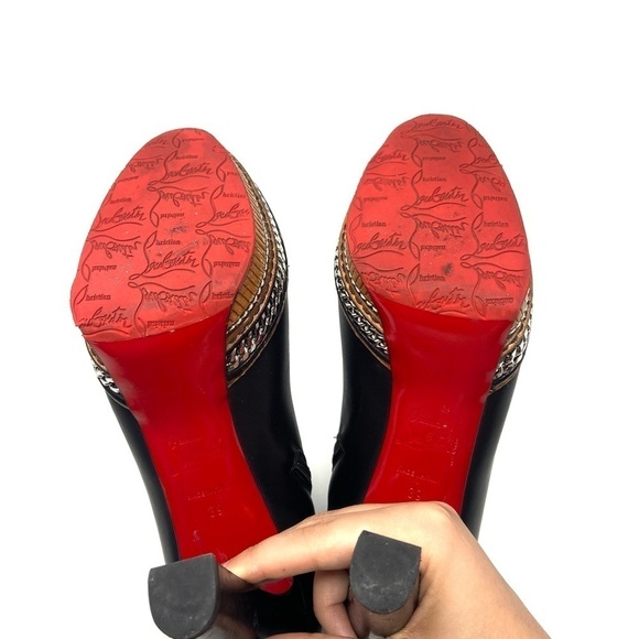 Christian Louboutin Black Smooth Leather Ankle Booties size 9 - Picture 14 of 15